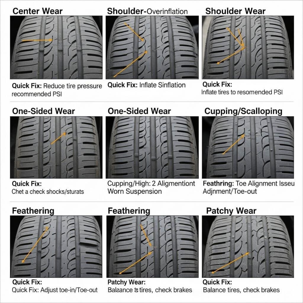 annotated photos of wear patterns with quick fixes