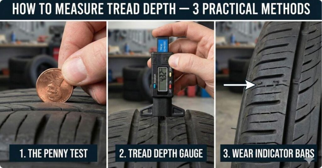 How to measure tread depth — 3 practical methods