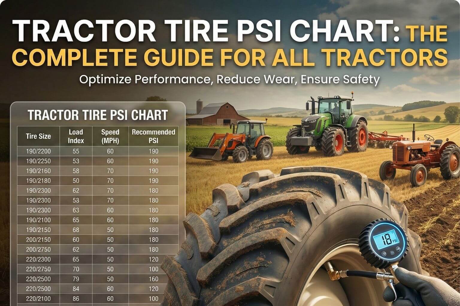 Tractor Tire PSI Chart