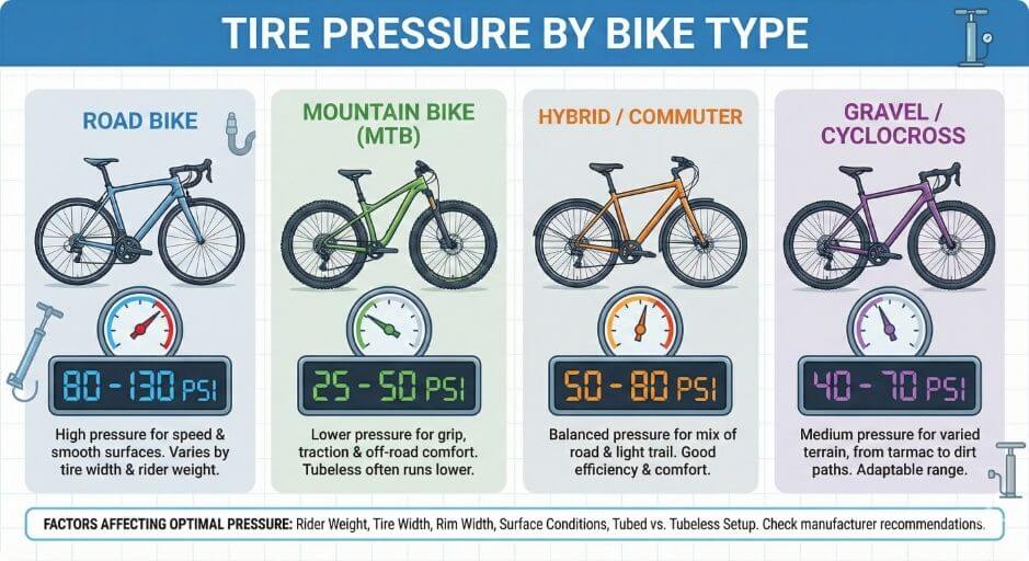 Tire Pressure by Bike Type