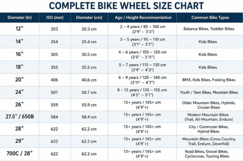 Bike Wheel Size Chart