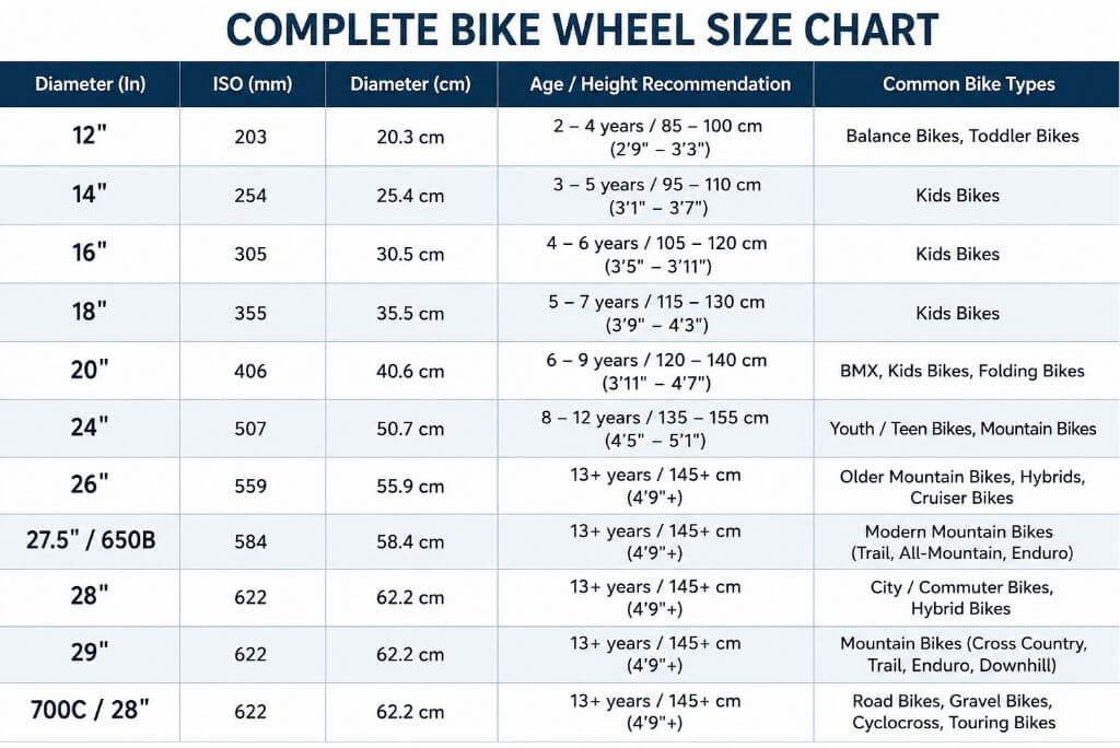 Bike Wheel Size Chart