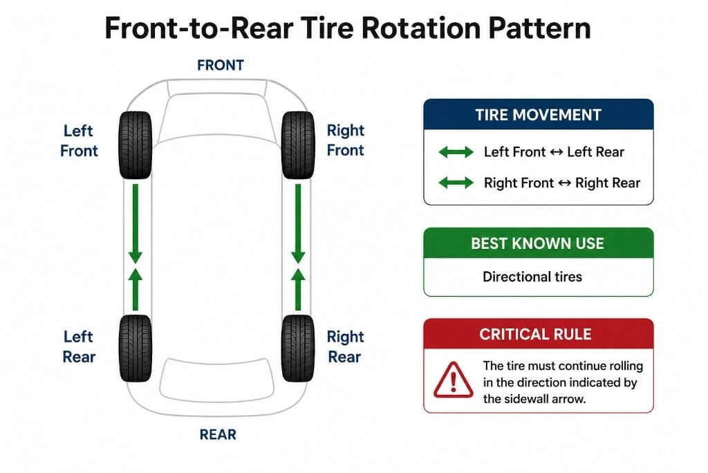 Front-to-Rear Tire Rotation Pattern