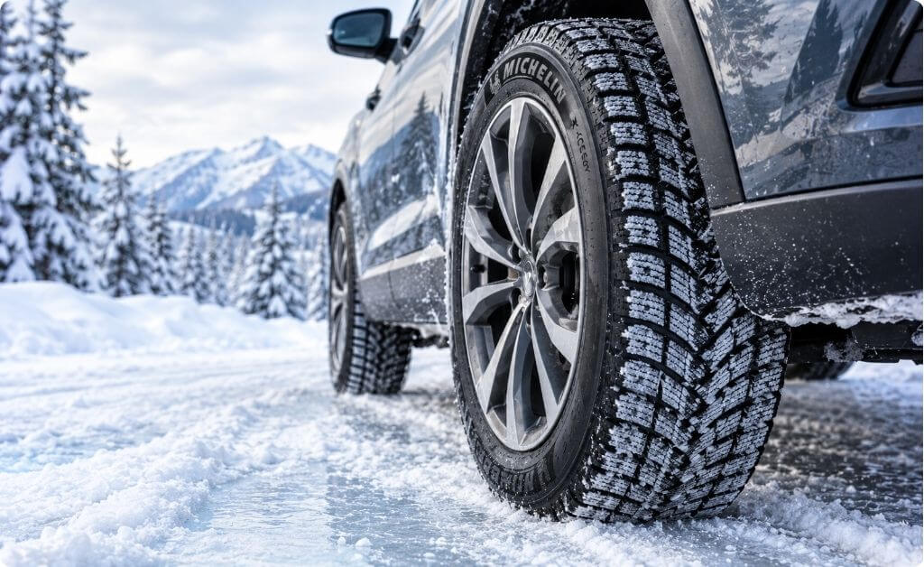 Michelin X-Ice Snow winter tire on snow and ice