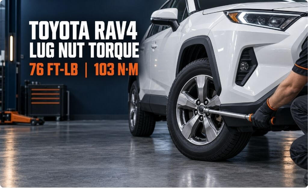 Toyota RAV4 lug nut torque of 76 ft-lb or 103 N·m