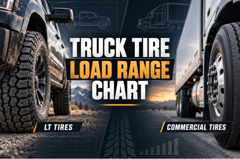 Truck tire load range chart for light truck and commercial tires