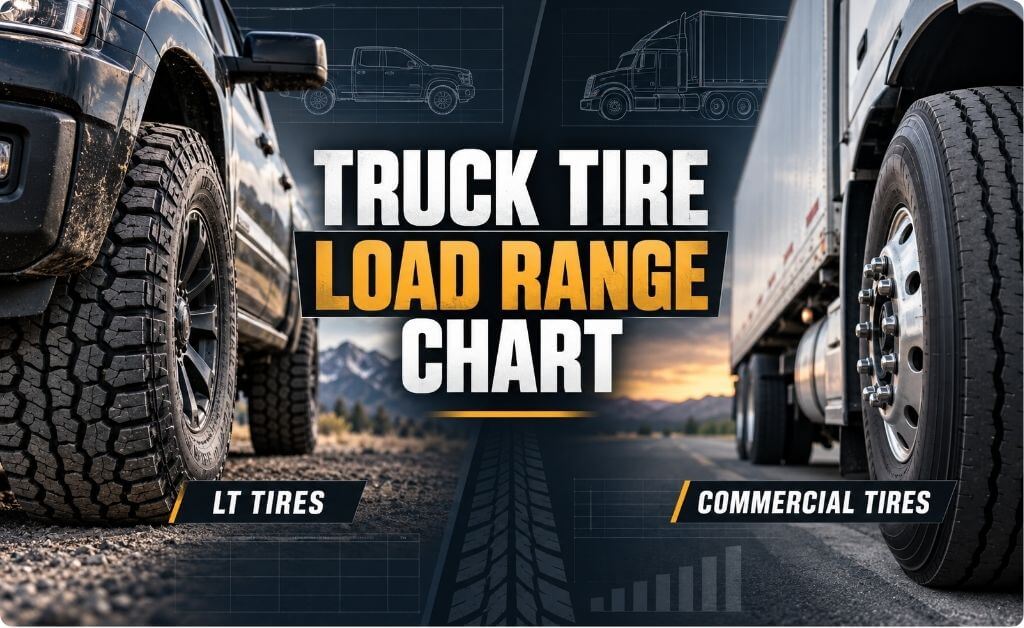 Truck tire load range chart for light truck and commercial tires